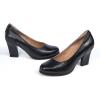 imageMona flying Womens Leather Closed Round Toe 3 inch Chunky High Heel Pumps Formal Court Shoes Office Work Dress Shoes for LadiesAter