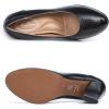 imageMona flying Womens Leather Closed Round Toe 3 inch Chunky High Heel Pumps Formal Court Shoes Office Work Dress Shoes for LadiesAter