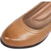 imageMona flying Womens Leather Closed Round Toe 3 inch Chunky High Heel Pumps Formal Court Shoes Office Work Dress Shoes for LadiesBright Brown
