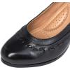 imageMona flying Womens Leather Closed Round Toe 3 inch Chunky High Heel Pumps Office Work Dress Shoes for LadiesBlack
