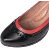 imageMona flying Womens Leather Closed Round Toe 3 inch Chunky High Heel Pumps Office Work Dress Shoes for LadiesBlackRed