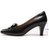 imageMona flying Womens Leather Comfortable Pointed Toe Pumps 7cm High Heels Dressy Casual Office Work Shoes for LadiesBlack