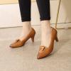 imageMona flying Womens Leather Comfortable Pointed Toe Pumps 7cm High Heels Dressy Casual Office Work Shoes for LadiesBrown