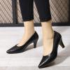 imageMona flying Womens Leather Comfortable Pointed Toe Pumps 7cm High Heels Dressy Casual Office Work Shoes for LadiesDark Black