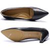 imageMona flying Womens Leather Comfortable Pointed Toe Pumps 7cm High Heels Dressy Casual Office Work Shoes for LadiesDark Black
