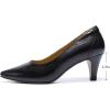 imageMona flying Womens Leather Comfortable Pointed Toe Pumps 7cm High Heels Dressy Casual Office Work Shoes for LadiesDark Black