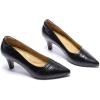 imageMona flying Womens Leather Comfortable Pointed Toe Pumps 7cm High Heels Dressy Casual Office Work Shoes for LadiesDeep Black