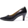 imageMona flying Womens Leather Comfortable Pointed Toe Pumps 7cm High Heels Dressy Casual Office Work Shoes for LadiesDeep Black