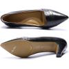 imageMona flying Womens Leather Comfortable Pointed Toe Pumps 7cm High Heels Dressy Casual Office Work Shoes for LadiesDeep Black