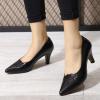 imageMona flying Womens Leather Comfortable Pointed Toe Pumps 7cm High Heels Dressy Casual Office Work Shoes for LadiesDeep Black