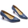 imageMona flying Womens Leather Comfortable Pointed Toe Pumps 7cm High Heels Dressy Casual Office Work Shoes for LadiesNavy Blue
