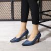 imageMona flying Womens Leather Comfortable Pointed Toe Pumps 7cm High Heels Dressy Casual Office Work Shoes for LadiesNavy Blue