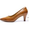 imageMona flying Womens Leather Comfortable Pointed Toe Pumps 7cm High Heels Dressy Casual Office Work Shoes for LadiesTan