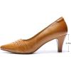 imageMona flying Womens Leather Comfortable Pointed Toe Pumps 7cm High Heels Dressy Casual Office Work Shoes for LadiesUmber