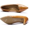 imageMona flying Womens Leather Comfortable Pointed Toe Pumps 7cm High Heels Dressy Casual Office Work Shoes for LadiesUmber