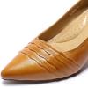 imageMona flying Womens Leather Comfortable Pointed Toe Pumps 7cm High Heels Dressy Casual Office Work Shoes for LadiesUmber