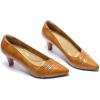 imageMona flying Womens Leather Comfortable Pointed Toe Pumps 7cm High Heels Dressy Casual Office Work Shoes for LadiesUmber