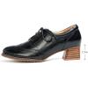 imageMona flying Womens Leather Med Chunky Heel Wingtip Brogue Laceup Dress Oxford Pumps Office Work Heel Shoes for LadiesBlack