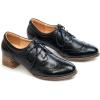 imageMona flying Womens Leather Med Chunky Heel Wingtip Brogue Laceup Dress Oxford Pumps Office Work Heel Shoes for LadiesBlack