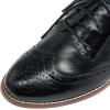 imageMona flying Womens Leather Med Chunky Heel Wingtip Brogue Laceup Dress Oxford Pumps Office Work Heel Shoes for LadiesBlack