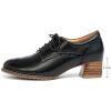 imageMona flying Womens Leather Med Chunky Heel Wingtip Brogue Laceup Dress Oxford Pumps Office Work Heel Shoes for LadiesBlackness