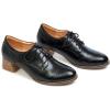 imageMona flying Womens Leather Med Chunky Heel Wingtip Brogue Laceup Dress Oxford Pumps Office Work Heel Shoes for LadiesBlackness