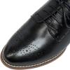 imageMona flying Womens Leather Med Chunky Heel Wingtip Brogue Laceup Dress Oxford Pumps Office Work Heel Shoes for LadiesBlackness