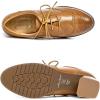 imageMona flying Womens Leather Med Chunky Heel Wingtip Brogue Laceup Dress Oxford Pumps Office Work Heel Shoes for LadiesBrown