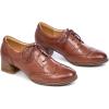 imageMona flying Womens Leather Med Chunky Heel Wingtip Brogue Laceup Dress Oxford Pumps Office Work Heel Shoes for LadiesRusty Red