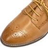 imageMona flying Womens Leather Med Chunky Heel Wingtip Brogue Laceup Dress Oxford Pumps Office Work Heel Shoes for LadiesTan