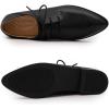 imageMona flying Womens Pointed Toe Oxfords Derby Retro Lace up Leather Flat Office Work Shoes for LadiesBlack