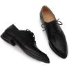 imageMona flying Womens Pointed Toe Oxfords Derby Retro Lace up Leather Flat Office Work Shoes for LadiesBlack
