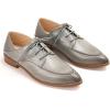 imageMona flying Womens Pointed Toe Oxfords Derby Retro Lace up Leather Flat Office Work Shoes for LadiesGrayness