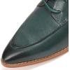 imageMona flying Womens Pointed Toe Oxfords Derby Retro Lace up Leather Flat Office Work Shoes for LadiesGreenish