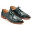 imageMona flying Womens Pointed Toe Oxfords Derby Retro Lace up Leather Flat Office Work Shoes for LadiesGreenish