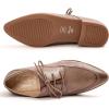 imageMona flying Womens Pointed Toe Oxfords Derby Retro Lace up Leather Flat Office Work Shoes for LadiesLight Coffee