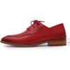imageMona flying Womens Pointed Toe Oxfords Derby Retro Lace up Leather Flat Office Work Shoes for LadiesRed