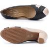 imageMona flying Womens Retro Dress Pumps 7cm Chunky Heel Leather Dressy Shoes for LadiesBeige Black