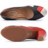 imageMona flying Womens Retro Dress Pumps 7cm Chunky Heel Leather Dressy Shoes for LadiesBeige Red Black
