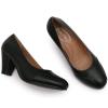 imageMona flying Womens Retro Dress Pumps 7cm Chunky Heel Leather Dressy Shoes for LadiesBlack