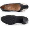 imageMona flying Womens Retro Dress Pumps 7cm Chunky Heel Leather Dressy Shoes for LadiesBlack Beige