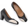 imageMona flying Womens Retro Dress Pumps 7cm Chunky Heel Leather Dressy Shoes for LadiesBlack Beige