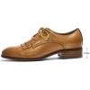 imageMona flying Womens Tassel Oxfords Derby Comfortable Lace up Leather Flat Office Work Shoes for LadiesBrown