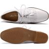 imageMona flying Womens Tassel Oxfords Derby Comfortable Lace up Leather Flat Office Work Shoes for LadiesOffwhite
