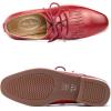 imageMona flying Womens Tassel Oxfords Derby Comfortable Lace up Leather Flat Office Work Shoes for LadiesRed