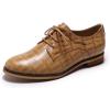 imageMona flying Womens Fashion Croc Embossed Oxfords Derby Laceup Leather Flat Shoes for LadiesBrown