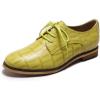 imageMona flying Womens Fashion Croc Embossed Oxfords Derby Laceup Leather Flat Shoes for LadiesLemon