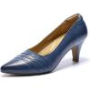 imageMona flying Womens Leather Comfortable Pointed Toe Pumps 7cm High Heels Dressy Casual Office Work Shoes for LadiesNavy Blue