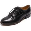 imageMona flying Womens Tassel Oxfords Derby Comfortable Lace up Leather Flat Office Work Shoes for LadiesBlack