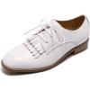 imageMona flying Womens Tassel Oxfords Derby Comfortable Lace up Leather Flat Office Work Shoes for LadiesOffwhite